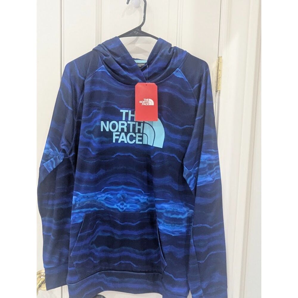 NWT The North Face Women's hoodie blue  print XL